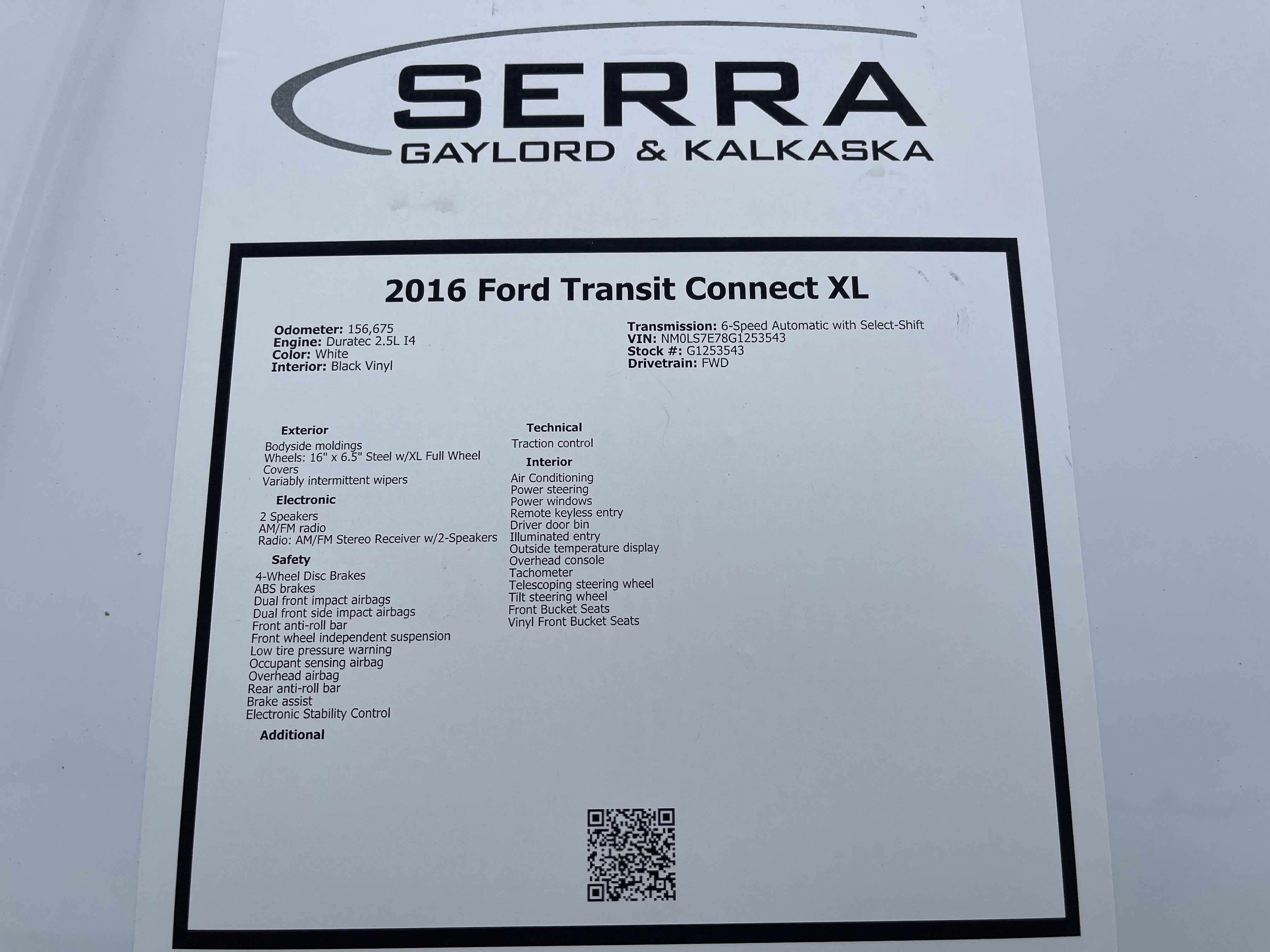 2016 Ford Transit Connect XL
