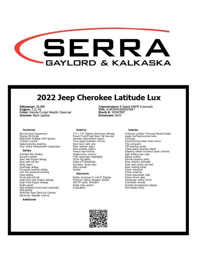 2022 Jeep Cherokee Latitude Lux