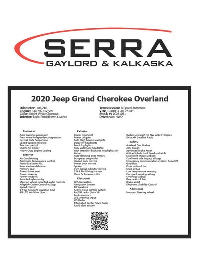 2020 Jeep Grand Cherokee Overland 4x4