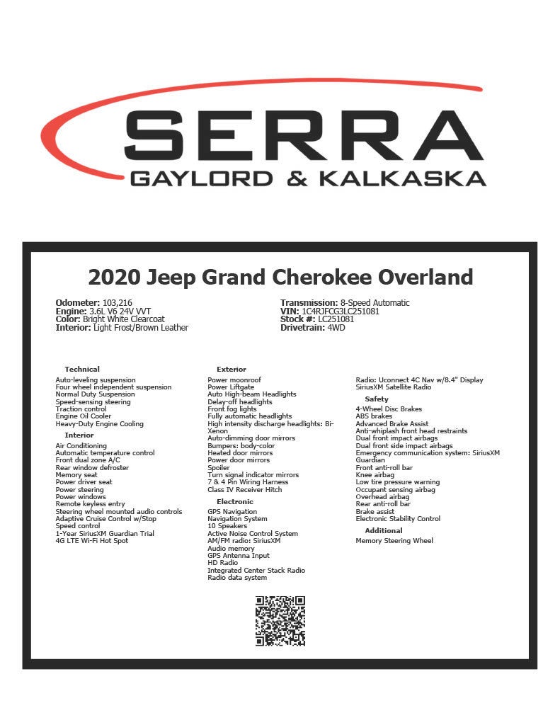 2020 Jeep Grand Cherokee Overland 4x4