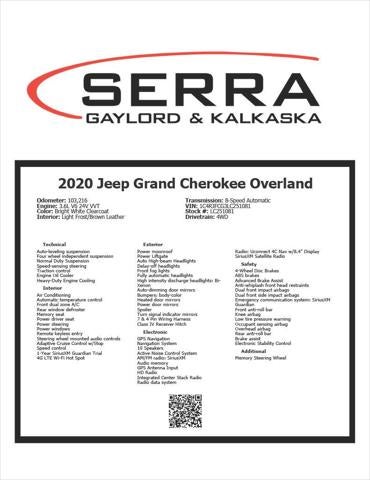 2020 Jeep Grand Cherokee Overland 4x4