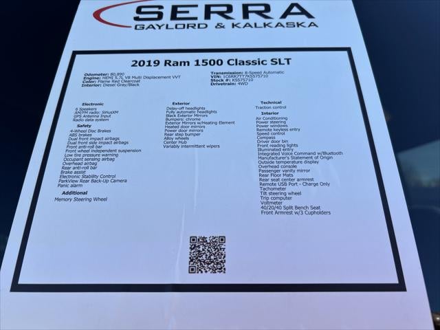 2019 RAM 1500 Classic SLT Crew Cab 4x4 6'4' Box
