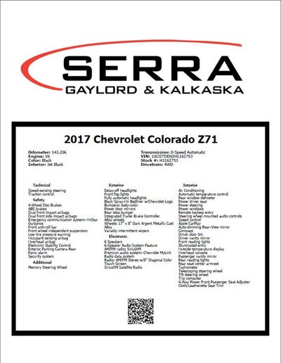 2017 Chevrolet Colorado Z71
