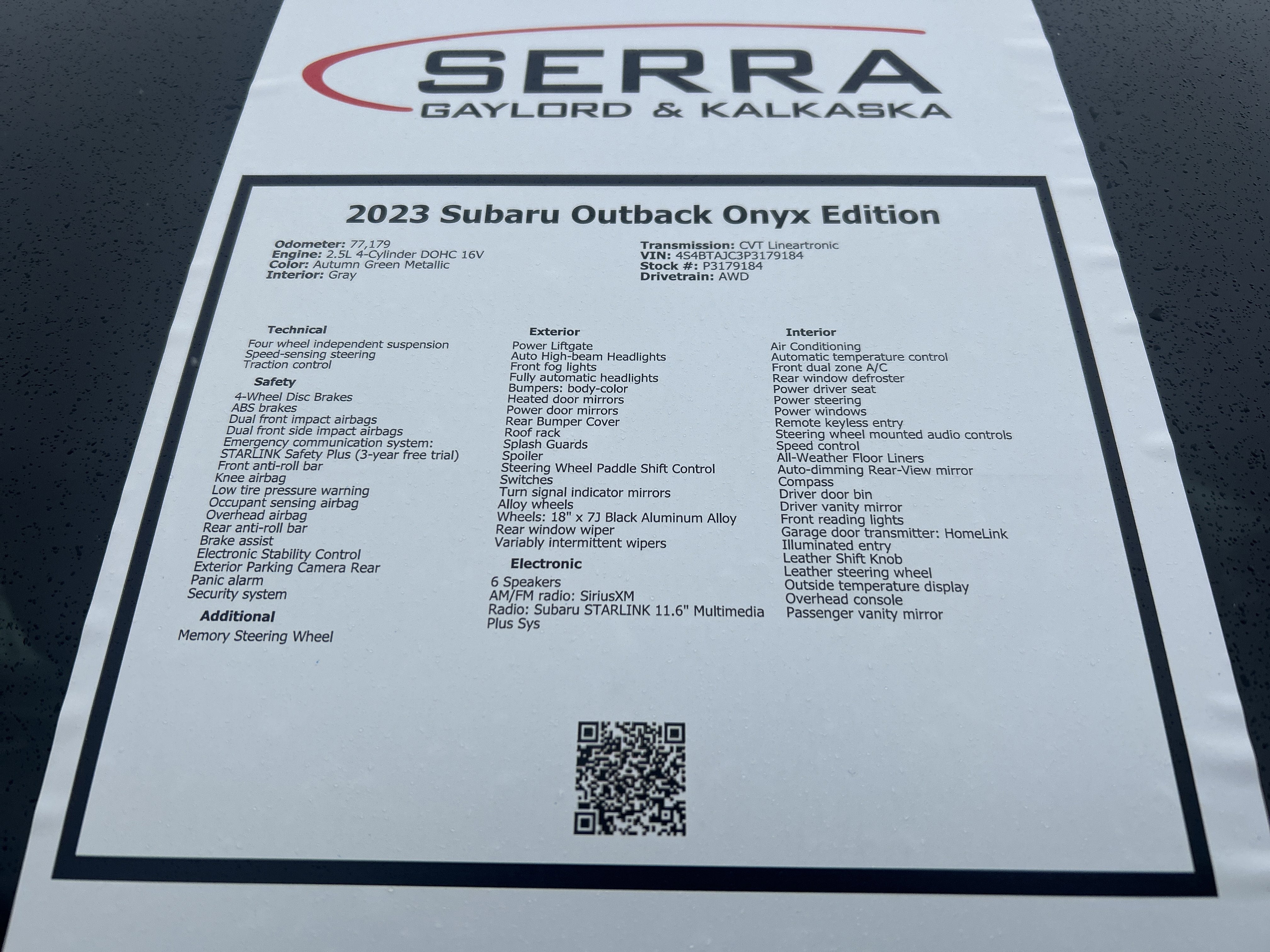 2023 Subaru Outback Onyx Edition