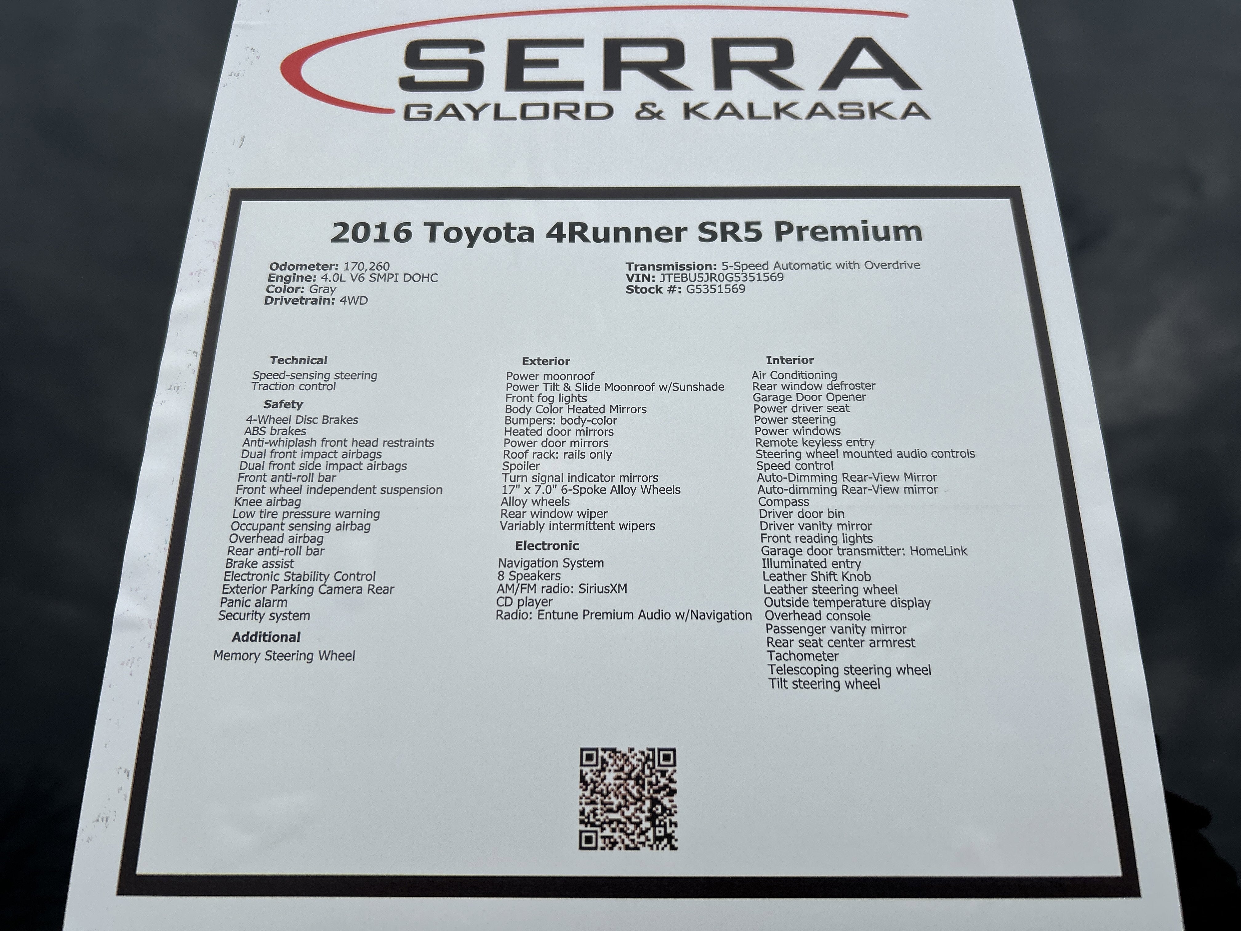 2016 Toyota 4Runner SR5 Premium