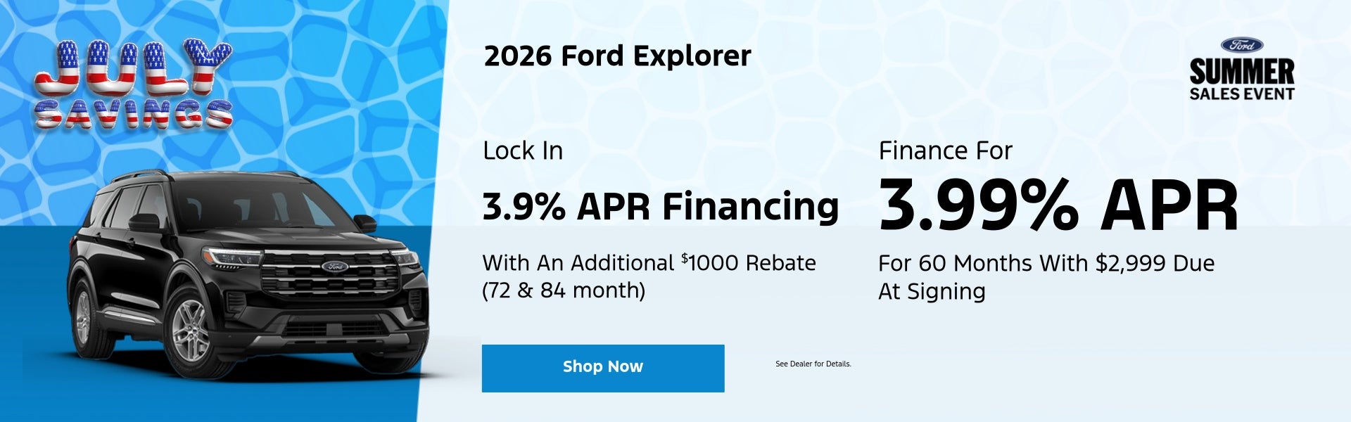 July Specials 2026 Ford Explorer